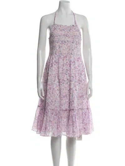 Pre-owned Loveshackfancy Floral Print Midi Length Dress In Multi