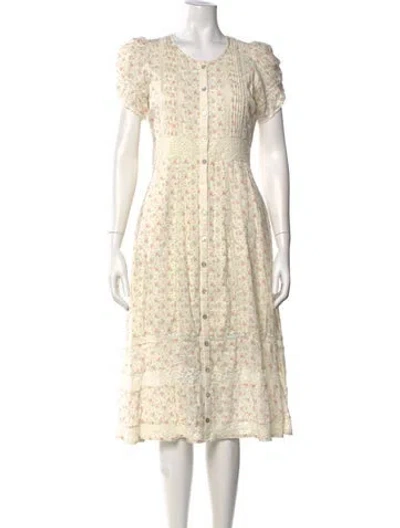 Pre-owned Loveshackfancy Floral Print Midi Length Dress In Multi