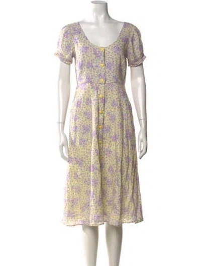 Pre-owned Loveshackfancy Floral Print Midi Length Dress In Multi