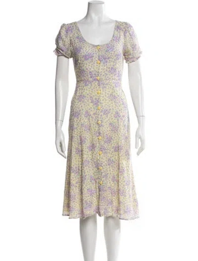 Pre-owned Loveshackfancy Floral Print Midi Length Dress In Multicolor
