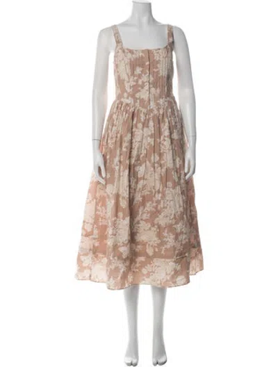 Pre-owned Loveshackfancy Floral Print Midi Length Dress In Multicolor