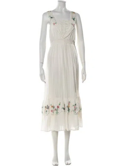 Pre-owned Loveshackfancy Floral Print Midi Length Dress In Neutral