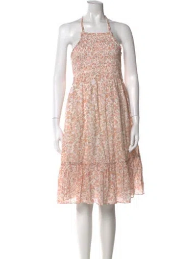 Pre-owned Loveshackfancy Floral Print Midi Length Dress In Neutral