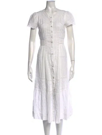 Pre-owned Loveshackfancy Floral Print Midi Length Dress In Neutral