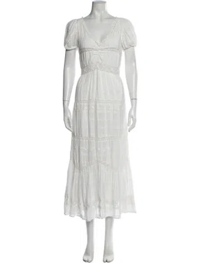 Pre-owned Loveshackfancy Floral Print Midi Length Dress In Neutrals