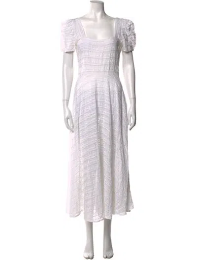 Pre-owned Loveshackfancy Floral Print Midi Length Dress In Neutrals