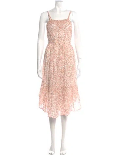 Pre-owned Loveshackfancy Floral Print Midi Length Dress In Orange