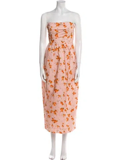 Pre-owned Loveshackfancy Floral Print Midi Length Dress In Pink