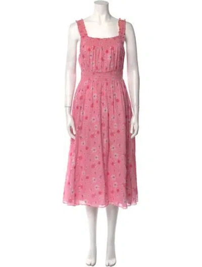 Pre-owned Loveshackfancy Floral Print Midi Length Dress In Pink