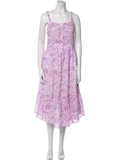 Pre-owned Loveshackfancy Floral Print Midi Length Dress In Pink