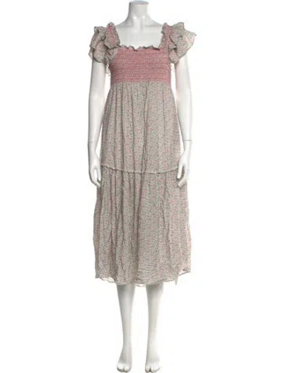 Pre-owned Loveshackfancy Floral Print Midi Length Dress In Pink