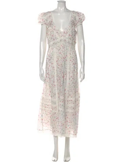 Pre-owned Loveshackfancy Floral Print Midi Length Dress In Pink