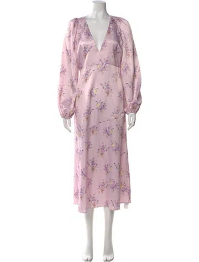 Pre-owned Loveshackfancy Floral Print Midi Length Dress In Pink