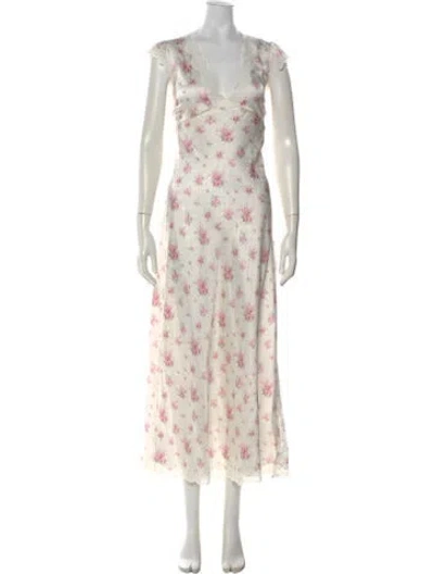 Pre-owned Loveshackfancy Floral Print Midi Length Dress In Pink