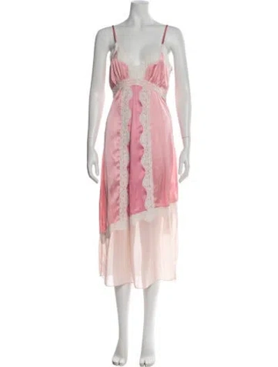 Pre-owned Loveshackfancy Floral Print Midi Length Dress In Pink