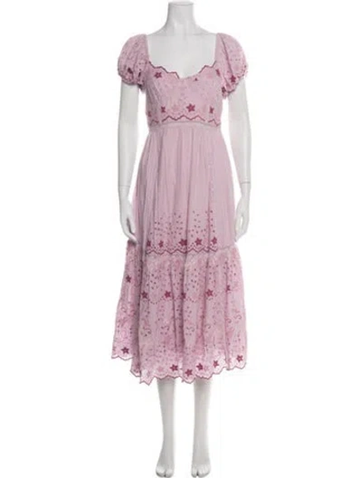 Pre-owned Loveshackfancy Floral Print Midi Length Dress In Pink