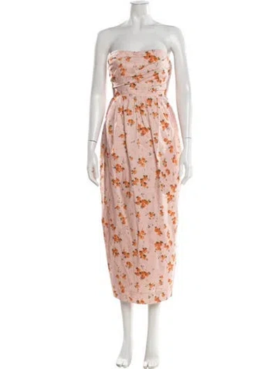 Pre-owned Loveshackfancy Floral Print Midi Length Dress In Pink