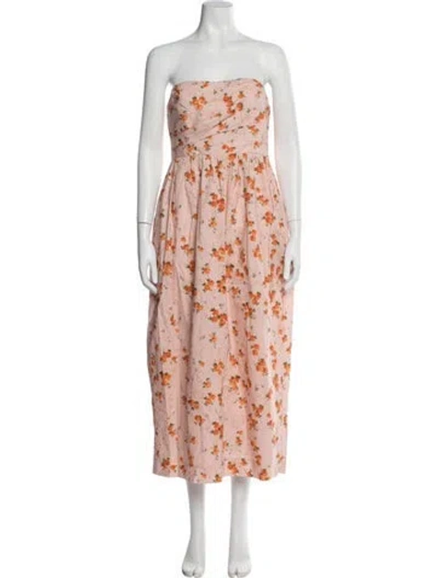 Pre-owned Loveshackfancy Floral Print Midi Length Dress In Pink