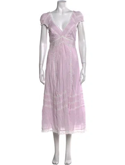 Pre-owned Loveshackfancy Floral Print Midi Length Dress In Pink