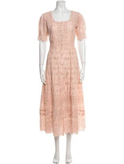 Pre-owned Loveshackfancy Floral Print Midi Length Dress In Pink