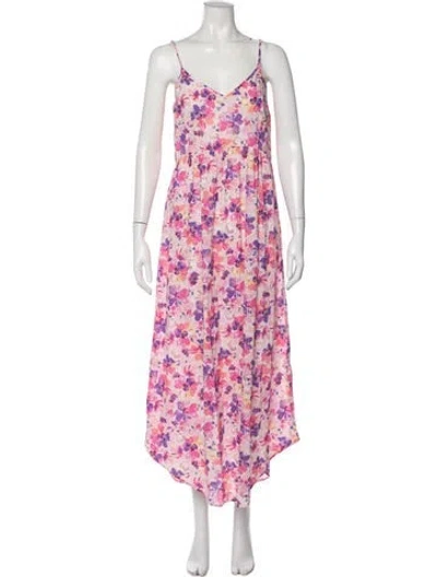 Pre-owned Loveshackfancy Floral Print Midi Length Dress In Pink