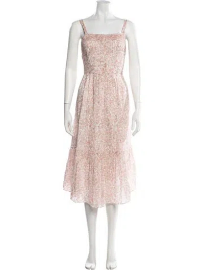Pre-owned Loveshackfancy Floral Print Midi Length Dress In Pink