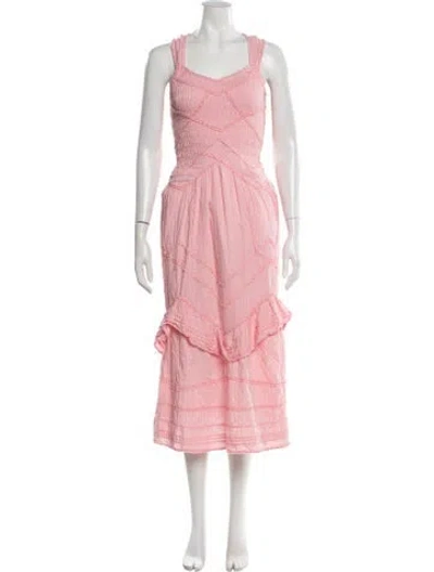 Pre-owned Loveshackfancy Floral Print Midi Length Dress In Pink