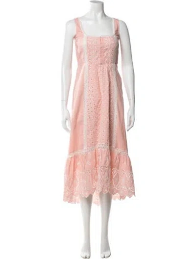 Pre-owned Loveshackfancy Floral Print Midi Length Dress In Pink