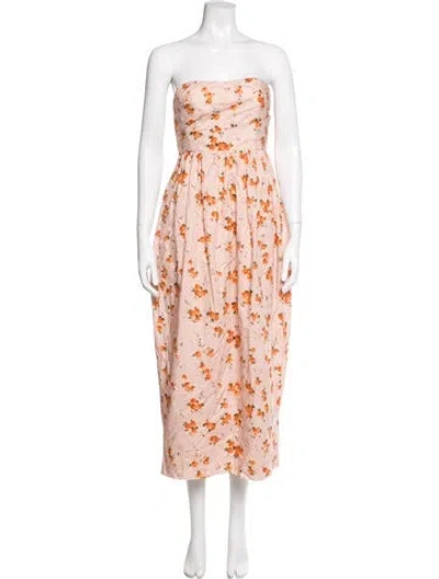 Pre-owned Loveshackfancy Floral Print Midi Length Dress In Pink