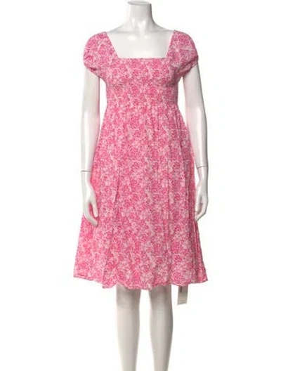 Pre-owned Loveshackfancy Floral Print Midi Length Dress In Pink