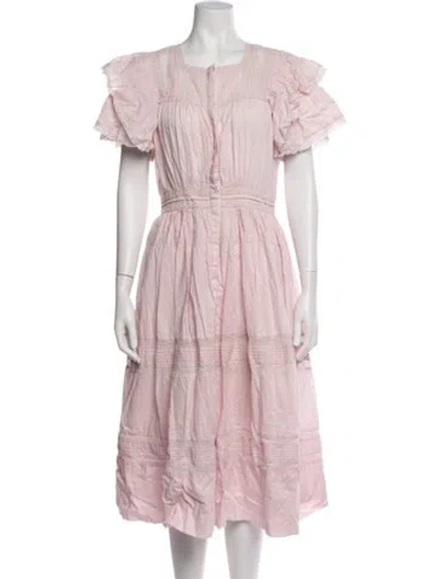 Pre-owned Loveshackfancy Floral Print Midi Length Dress In Pink