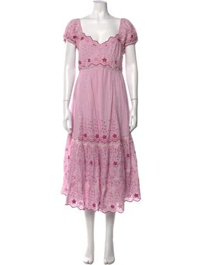 Pre-owned Loveshackfancy Floral Print Midi Length Dress In Pink