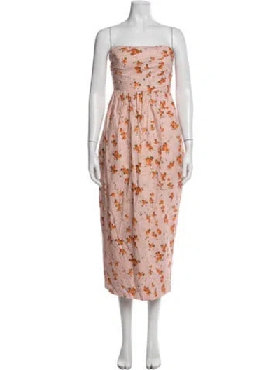 Pre-owned Loveshackfancy Floral Print Midi Length Dress In Pink