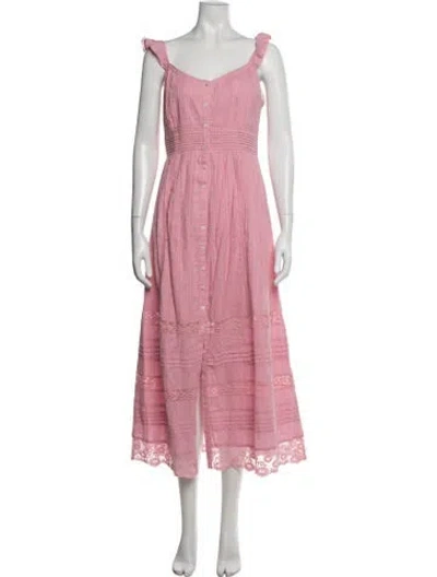 Pre-owned Loveshackfancy Floral Print Midi Length Dress In Pink
