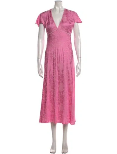 Pre-owned Loveshackfancy Floral Print Midi Length Dress In Pink