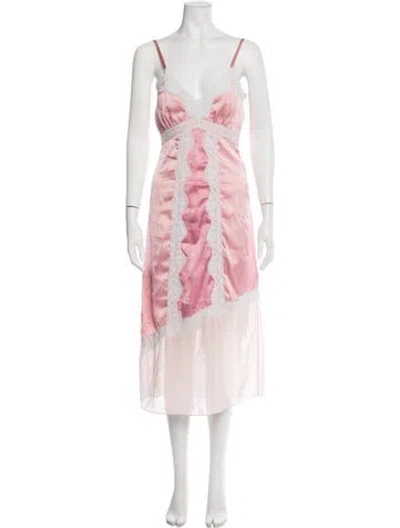 Pre-owned Loveshackfancy Floral Print Midi Length Dress In Pink