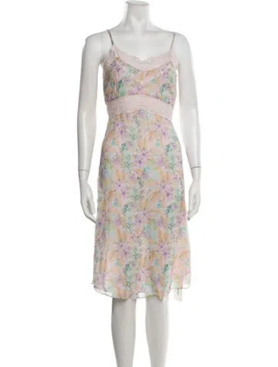 Pre-owned Loveshackfancy Floral Print Midi Length Dress In Pink