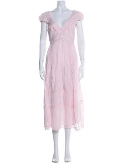 Pre-owned Loveshackfancy Floral Print Midi Length Dress In Pink