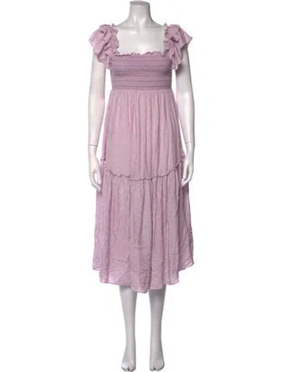 Pre-owned Loveshackfancy Floral Print Midi Length Dress In Pink