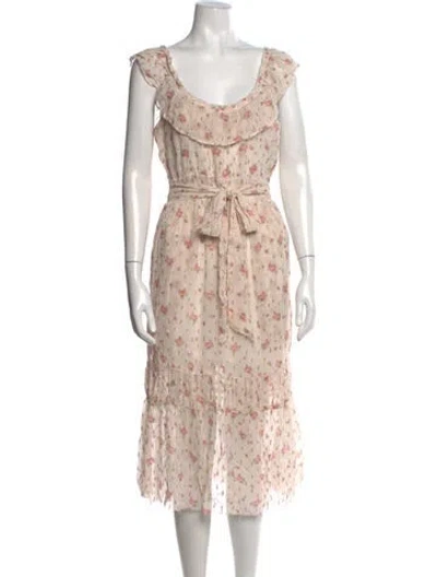 Pre-owned Loveshackfancy Floral Print Midi Length Dress In Pink