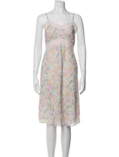 Pre-owned Loveshackfancy Floral Print Midi Length Dress In Pink/purple