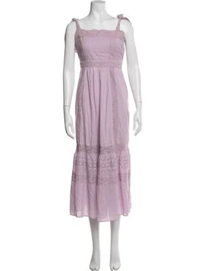 Pre-owned Loveshackfancy Floral Print Midi Length Dress In Purple