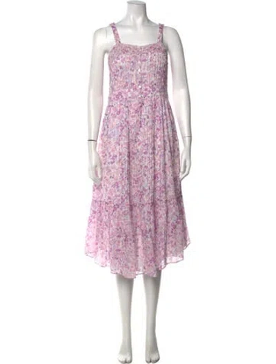 Pre-owned Loveshackfancy Floral Print Midi Length Dress In Purple