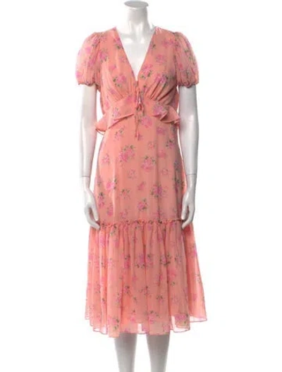Pre-owned Loveshackfancy Floral Print Midi Length Dress W/ Tags In Multi