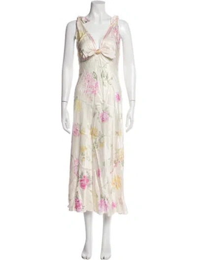 Pre-owned Loveshackfancy Floral Print Midi Length Dress W/ Tags In Multi