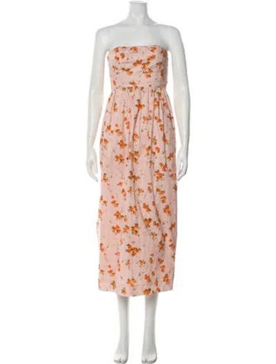 Pre-owned Loveshackfancy Floral Print Midi Length Dress W/ Tags In Pink