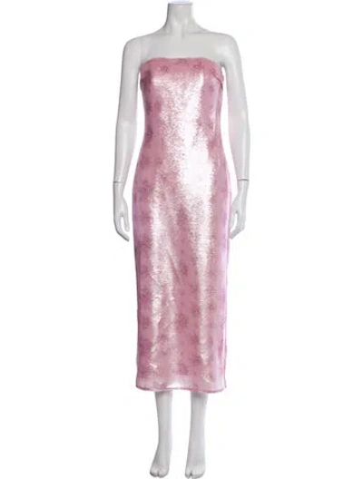 Pre-owned Loveshackfancy Floral Print Midi Length Dress W/ Tags In Pink