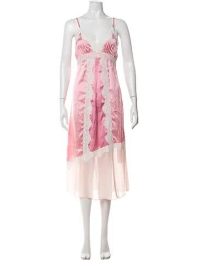 Pre-owned Loveshackfancy Floral Print Midi Length Dress W/ Tags In Pink