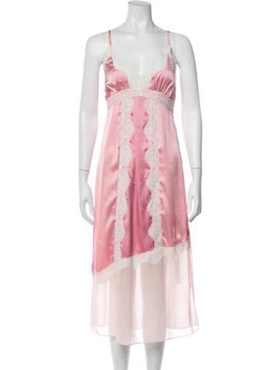 Pre-owned Loveshackfancy Floral Print Midi Length Dress W/ Tags In Pink
