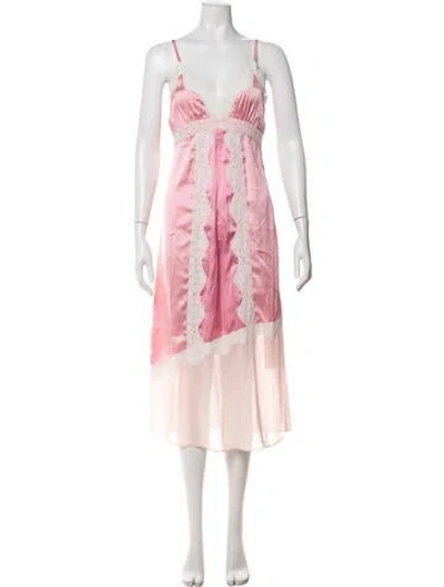 Pre-owned Loveshackfancy Floral Print Midi Length Dress W/ Tags In Pink